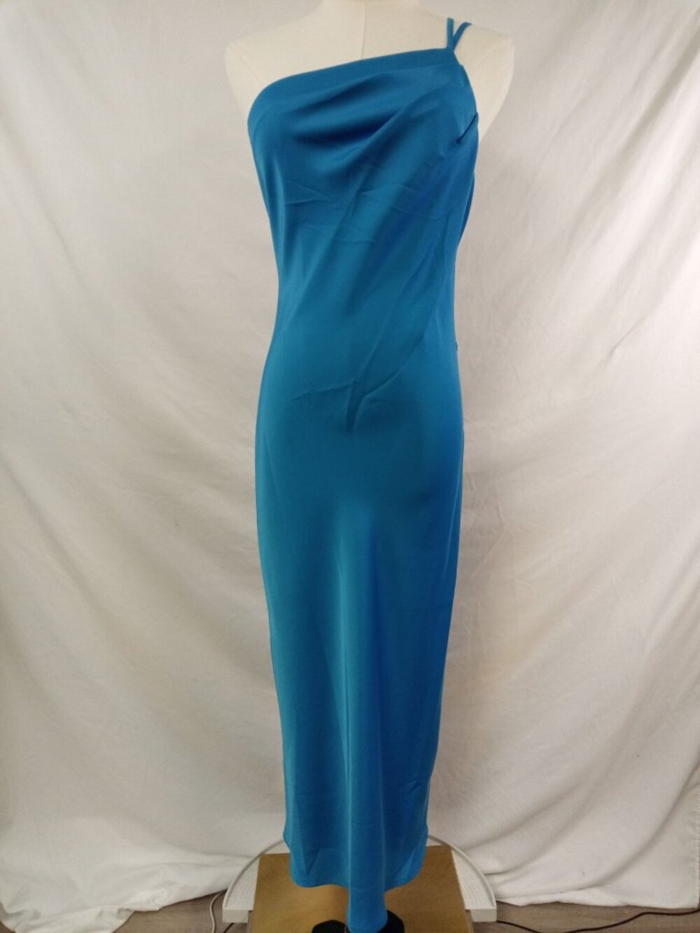 NWT Pretty Garden Women's Electric (Teal) Blue One Shoulder Mini Dress Size Sma